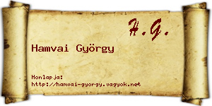 Hamvai György névjegykártya